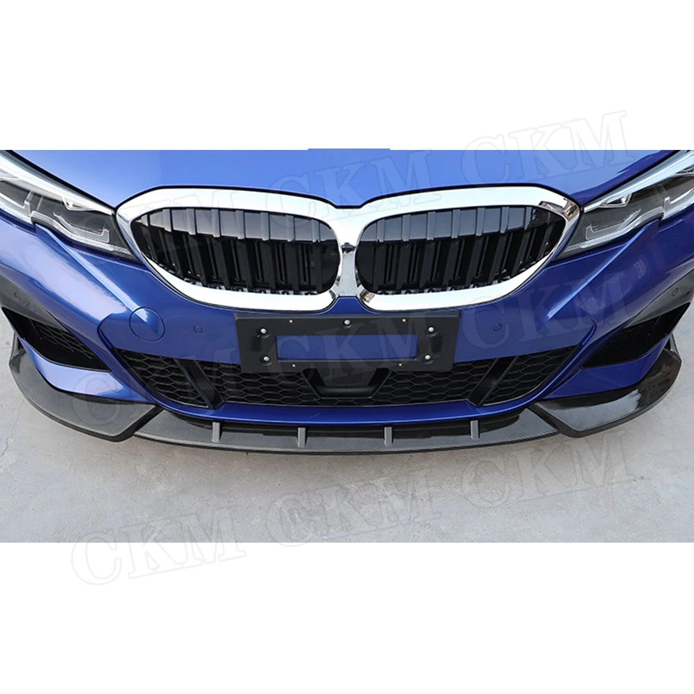 

3 PCS/Set Front Lip Spoiler Diffuser For BMW 3 Series G20 G28 2019 2020 PP Black Carbon Look Head Bumper Chin Shovel