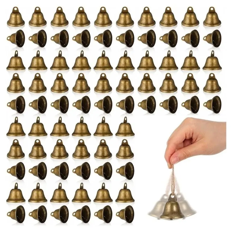 B08B-Bronze Jingle Bells For Crafts, 100 Pack Small Bronze Bells, Small Vintage Bells For Wind Chimes