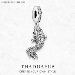 New Koi Fish Pendant Lucky Charm Ocean Gift For Women Men Summer 925 Sterling Silver Ethnic Jewelry