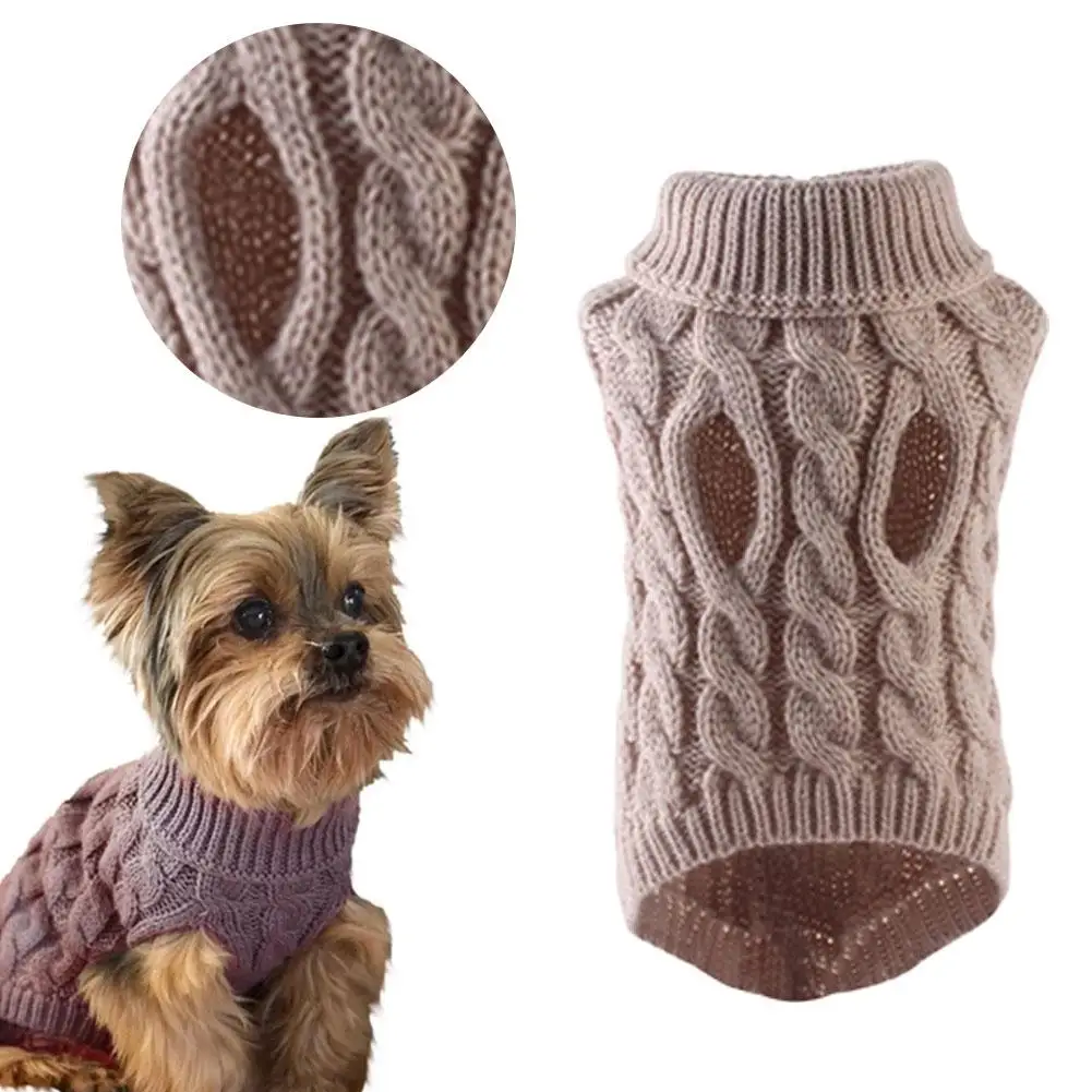 Small Dog Sweater with Leash Hole Gingham Patchwork Doggie Knitwear Warm Pet Pullover Cat Clothes Fall Winter Cold Weather