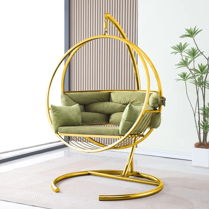 New Style Living Room Egg Hanging Chair Indoor Balcony Stainless Steel Swing Chair Home Bedroom Basket Leisure Chairs