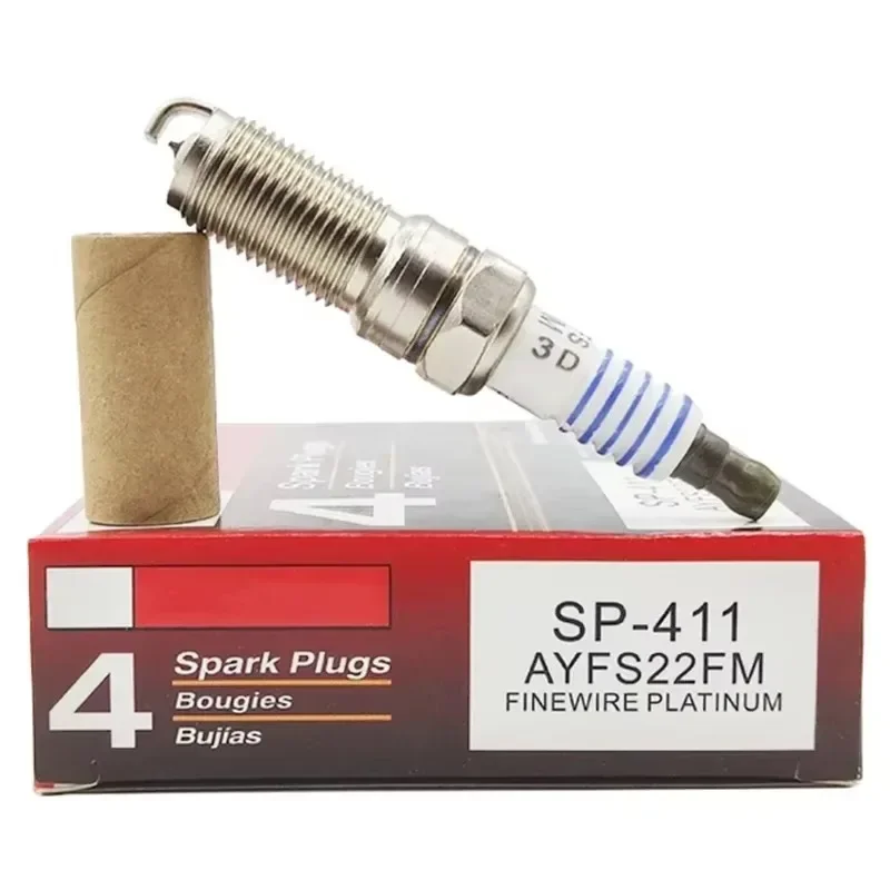 4/6PCS SP-411 AYFS22FM Platinum Spark Plug For Mazda Ford Focus C-MAX Fiesta Edge Lincoln MKX Cadillac CTS Mercury SP411