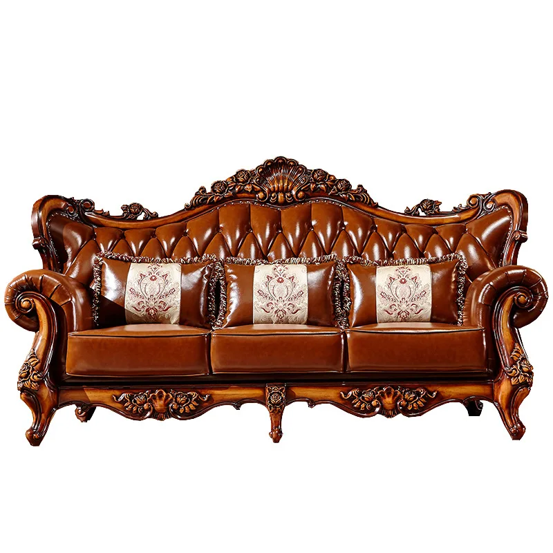 

Комбинация из массива дерева и кожи 123, высококачественный кожаный диван, маленький U-образный диван для гостиной, новинка.