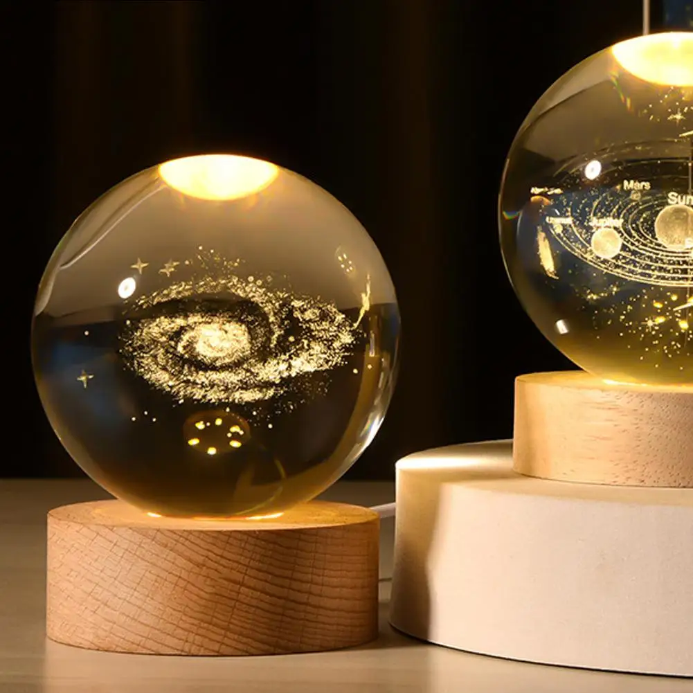 New 3D Crystal Ball Crystal Planet Laser Engraved Solar System Astronomy Gift Birthday Gift Glass Sphere Home Decoration