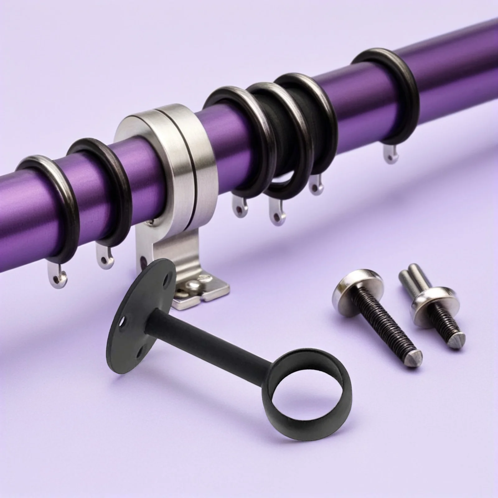 

8pcs Curtain Rod Holders Bath Curtain Rod Bracket Sturdy Easy Install For Window Door Drapery Pole Support Metal Rail