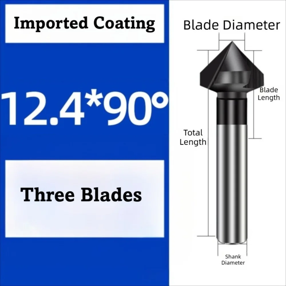 90 Degree Angle Chamfer Countersink Drill Bit Stainless Steel Compatible 3 Flutes Chamfering Milling Tool Reaming Function
