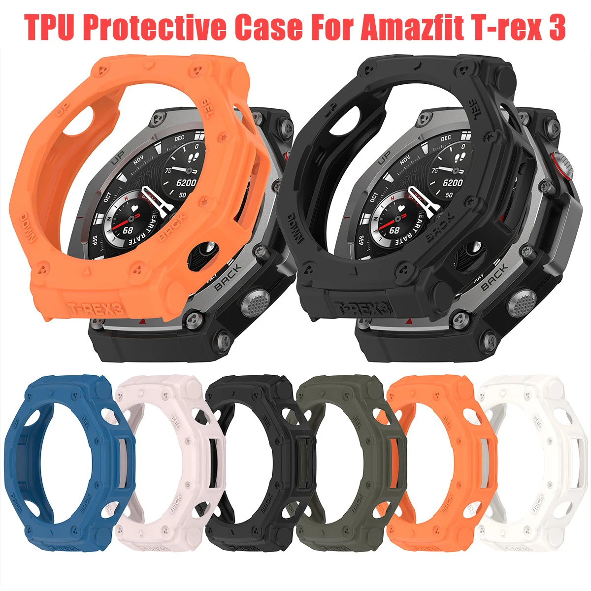Coque de protection en TPU pour Amazfit T-rex 3, housse de bracelet de montre intelligente, pare-chocs en silicone souple, coque de protection Huami Trex3, accessoires