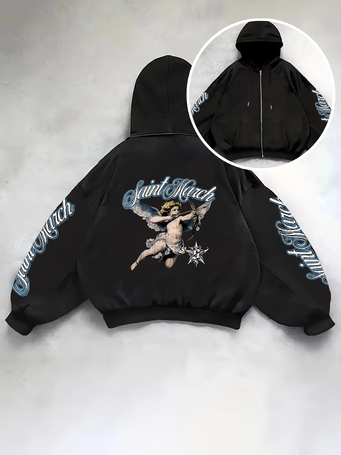 Women'S Zip-Up Hooded Sweatshirt Jacket, American Retro Cartoon Character Floral Letter Print Top,  Commute Versatile Hoodie