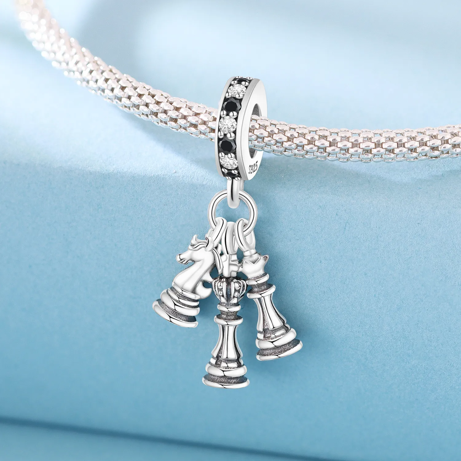 MISEFF S925 Sterling Silver Charm Hobbies and Interests Chess Dumbbells Pendant For Bracelet DIY Jewelry Making Women Gift