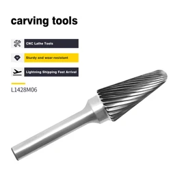 1PCS L-type Carbide Rotary File L LX1228M06 Conical Dome Tungsten Steels Milling Cutter Alloy Grinding Head Engraving Tools 6mm