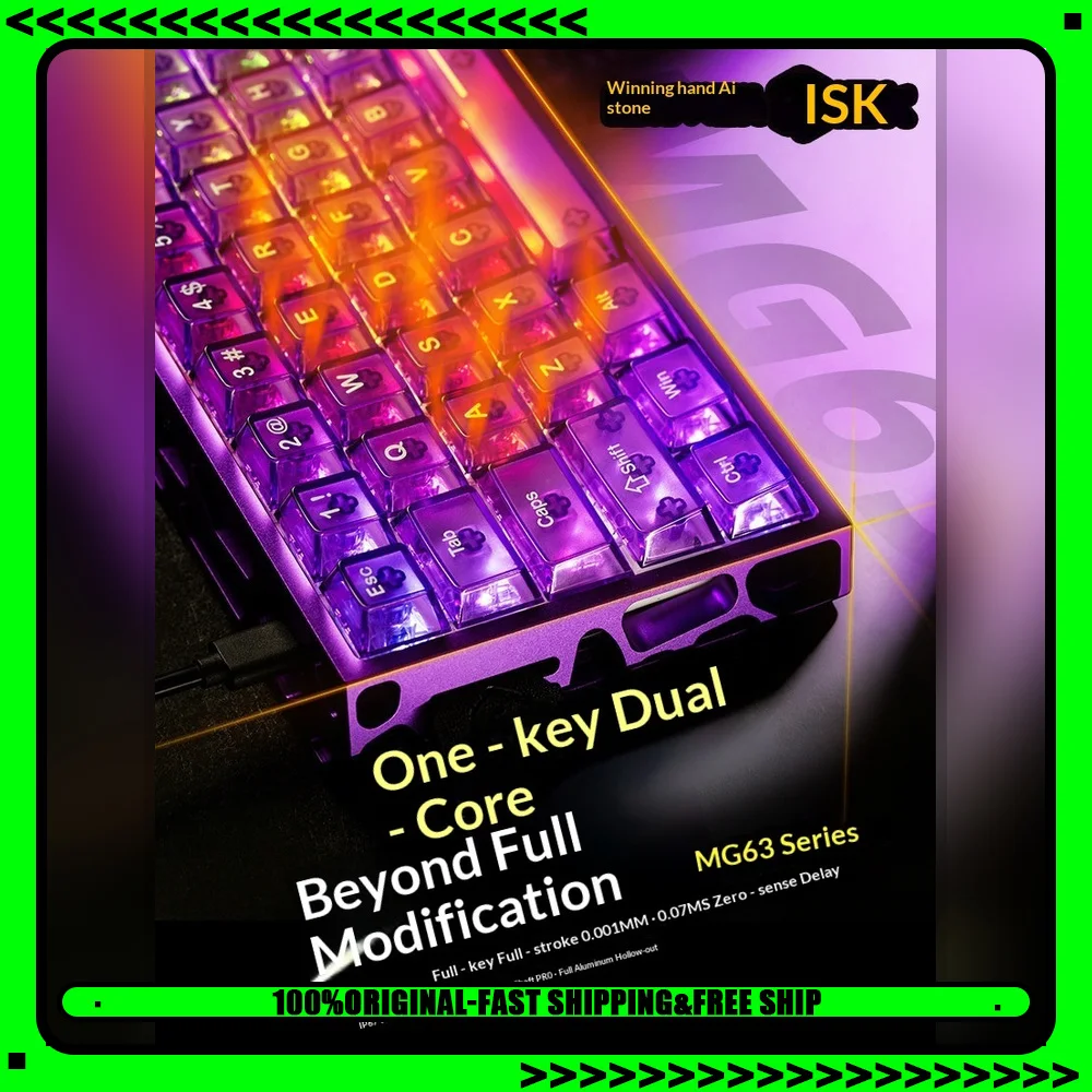 IROK MG63 Magnetic Switch Gaming Keyboard 63-Key CNC Aluminum 512K Polling Rapid Trigger RGB Wired