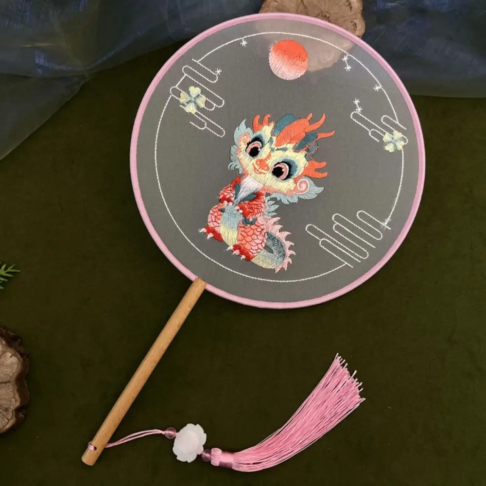 Creative Embroidered Silk Fan Cute Panda Chinese Style Chinese Ancient Style Round Fan Double-sided Portable