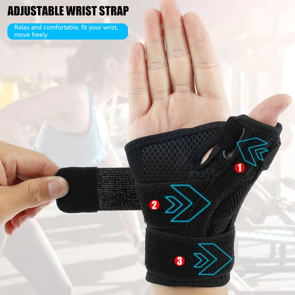 BraceTop Sports Thumb Brace Support Wrist Guards Sprain Splint Band Strap Wristband Palm Pads Protector Splint Stabilizer Unisex