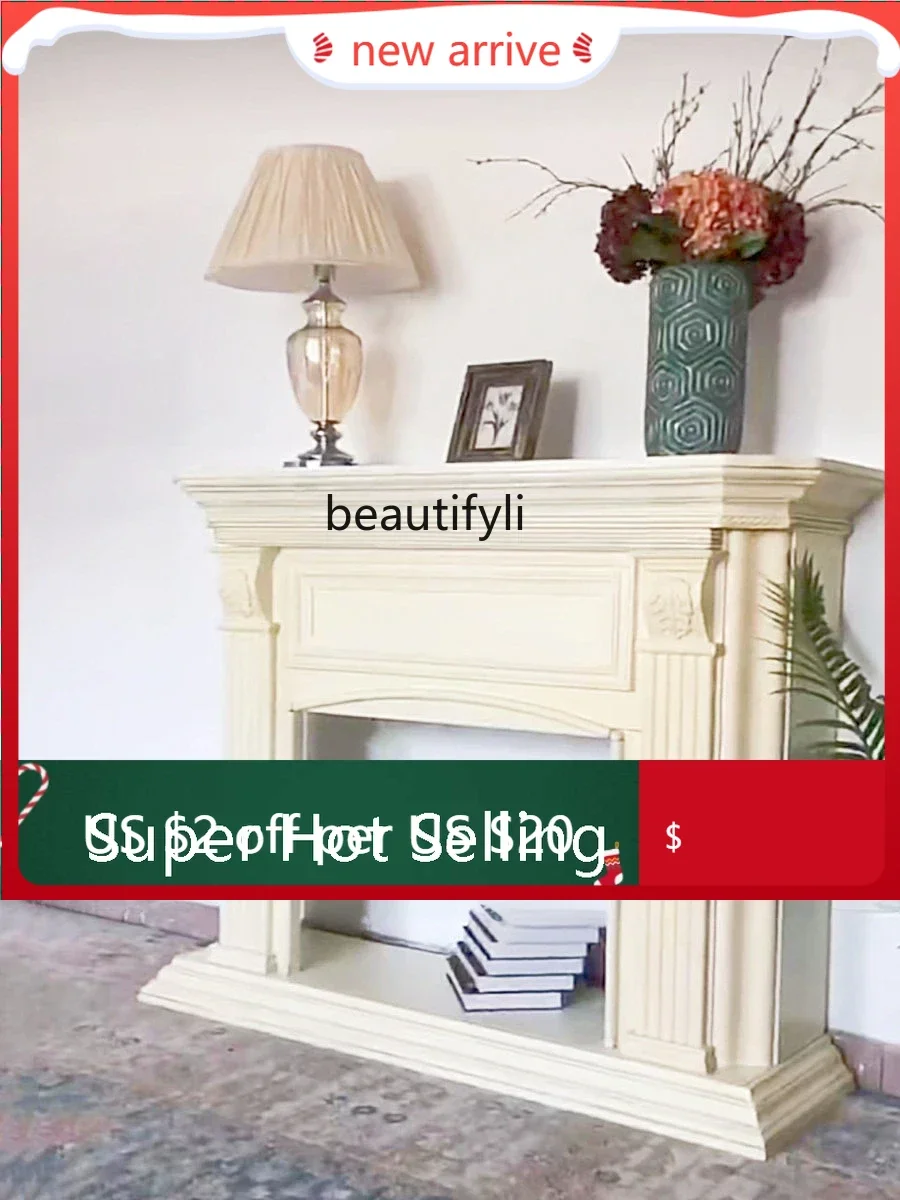 

S132 American simple medieval solid wood fireplace decorative cabinet carved porch cabinet living room TV cabinet