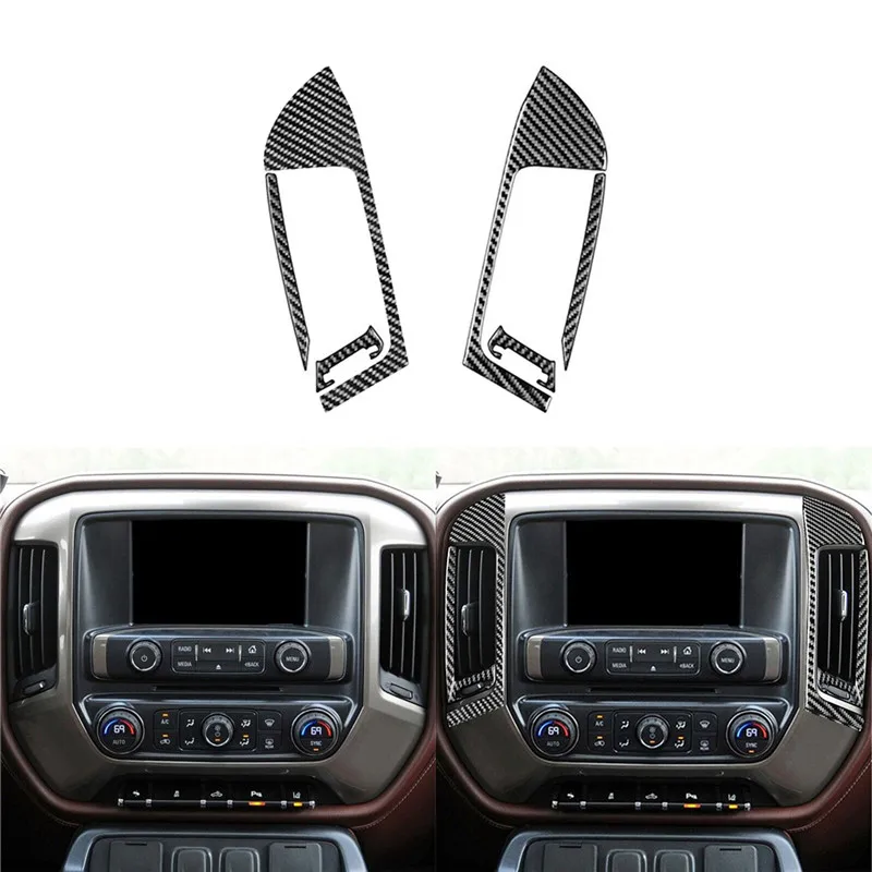 

6Pcs Car Central Air Outlet Carbon Fiber Trim Sticker For Chevrolet Silverado 1500/GMC Sierra 1500 2014-2018 Accessories