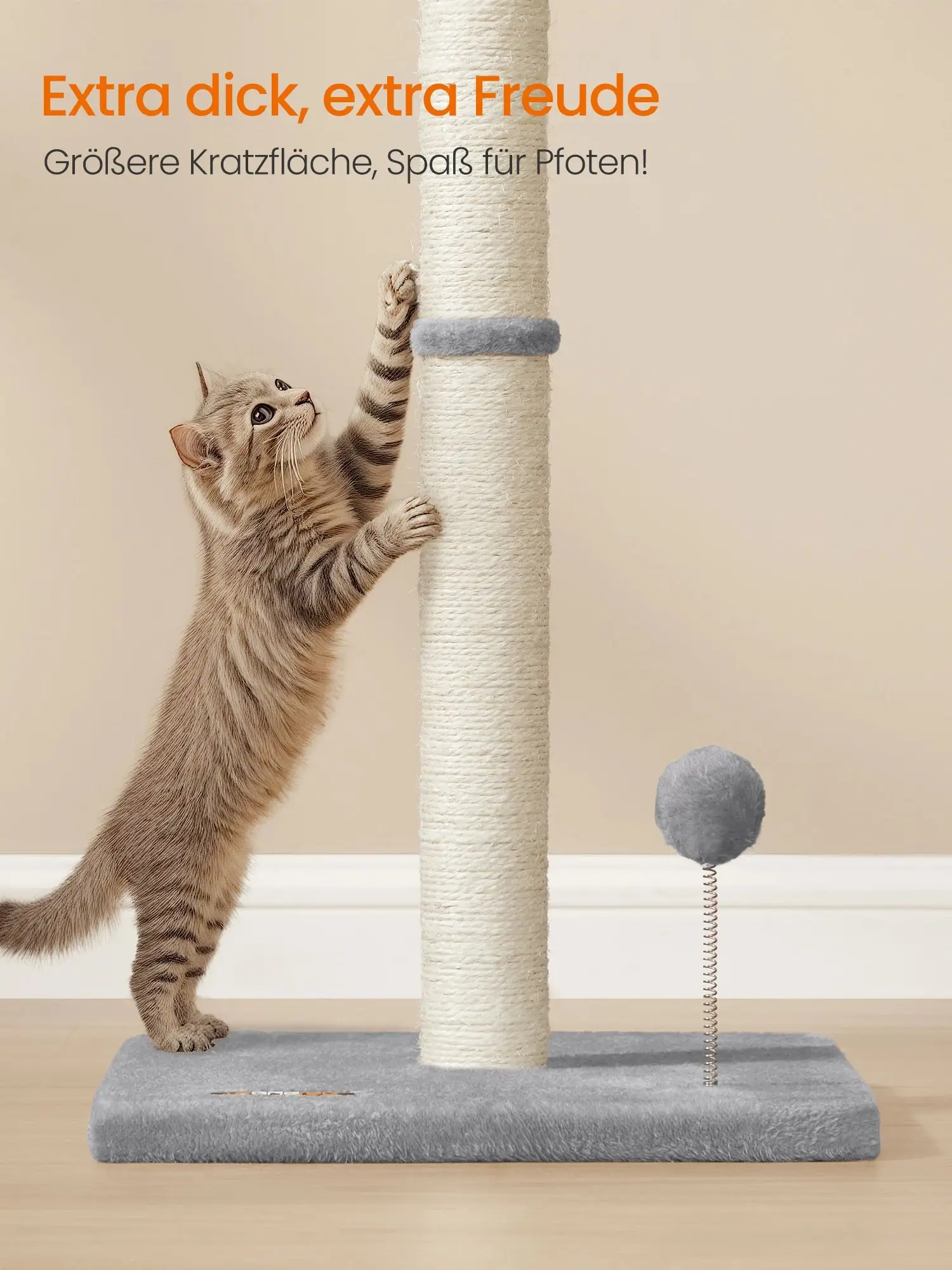 Feandrea Kratzbaum, 85 cm hoch, Kratzsäule, Katzenbaum, Kratzstamm für Kätzchen und Normale ausgewachsene Katzen, Sisalstamm