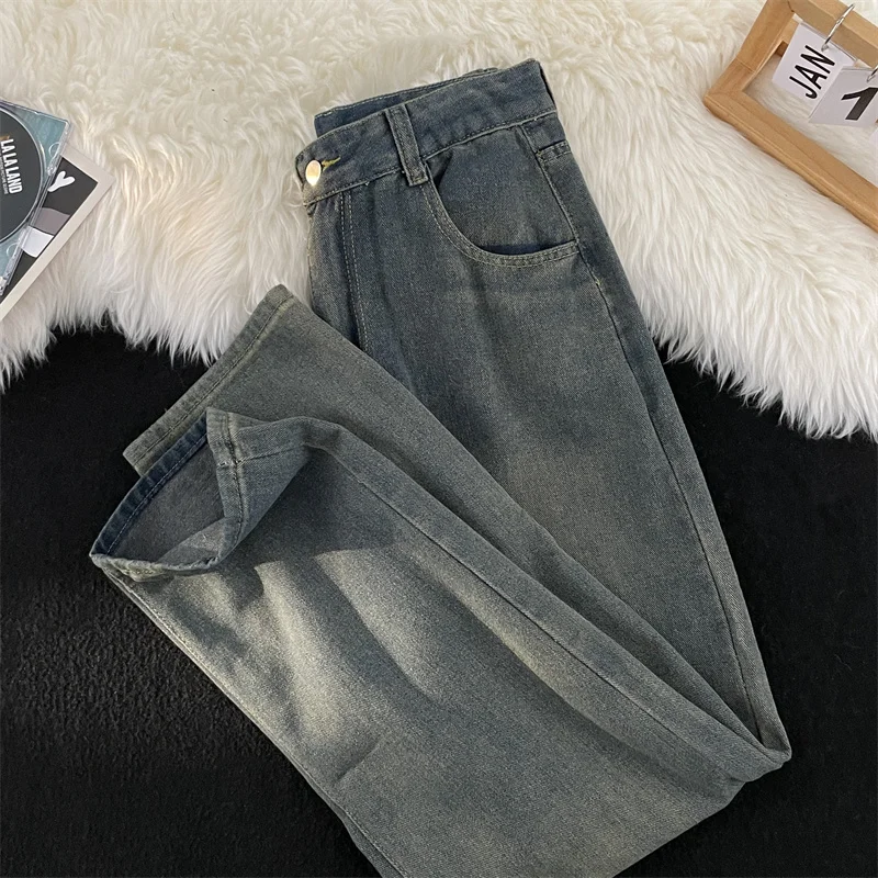 

Retro Washed Denim Jeans Men's Trendy Brand Loose Straight Leg Long Pants American High Street Style Casual Youth Fashion