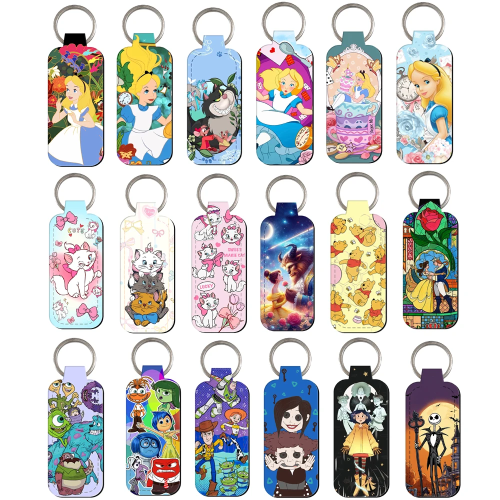 

Princess Movie Portable Lipstick Bags Keychain Mini Storage Bag Key Chain Women Lipsticks Protective Key Ring Jewelry 1pc