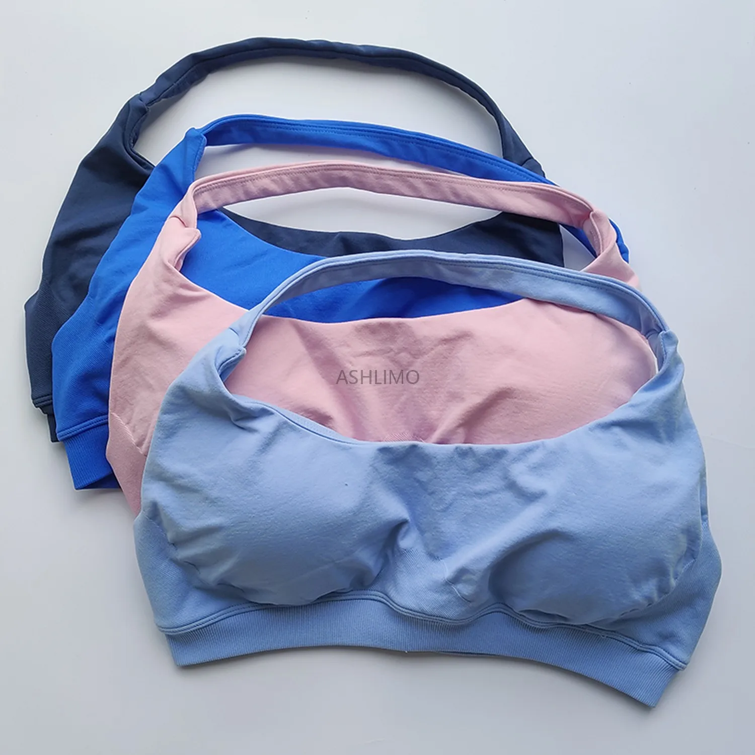 

Women's Seamless Halter Impact Sports Bra Backless Sexy Open Back Padded Medium Support Yoga Gym Workout Crop Top Sportswear