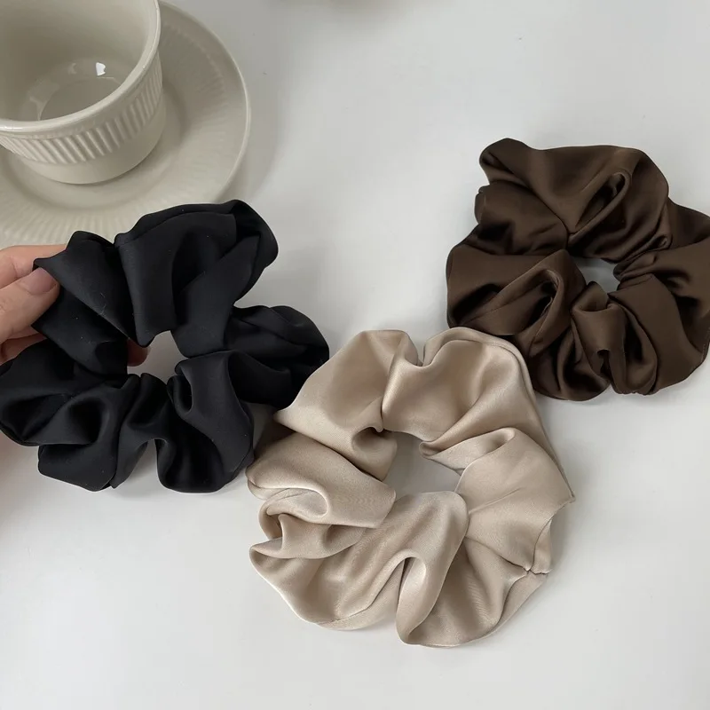 Satin Silk Solid Color Scrunchies Elastic Hair Bands New Women Girls Hair Accessories Ponytail Holder Hair Ties Rope