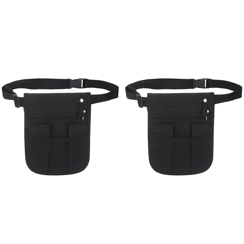 

NEW-Waist Bag Tool Bag Work Apron Bag Waist Contains Belt Waist Bag Thin Waterproof Multifunctional Pocket (Black)