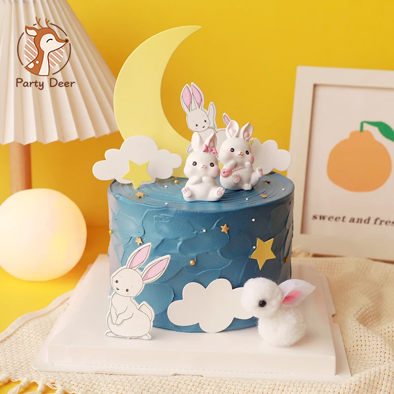 Kaninchen Geburtstag Anim Kuchen Topper Glücklich Geburtstag Kind Kaninchen Karotten Herz Baby Kind Gefälligkeiten Tiere Partei Kuchen Baby Dusche Geschenke