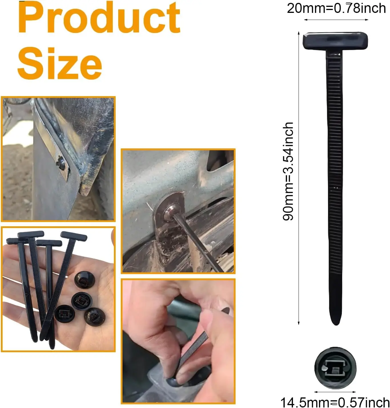 20/200/500set Automotive Cable Clips UVproof Engine Splash Shield Retainer Zipper Clips Holder Fastener Trunk Nylon Cable Tie