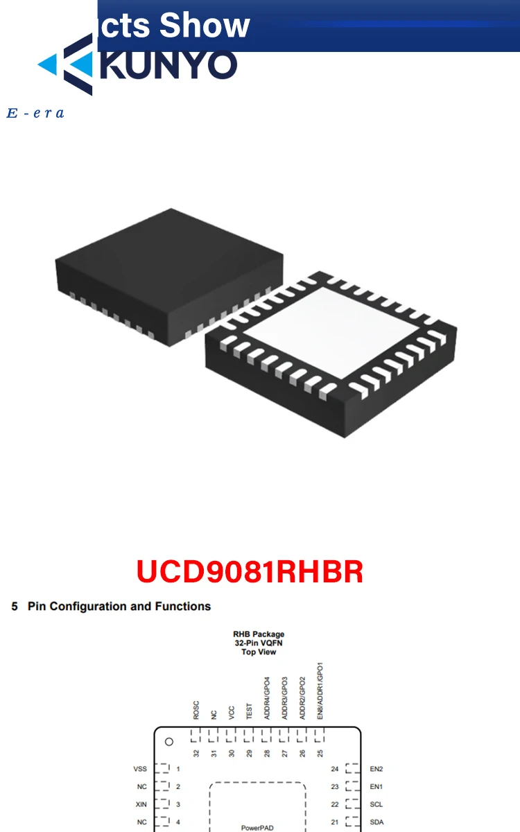 high quality 100% UCD9081RHBR UCD9081RHBT VQFN32 battery power management chip