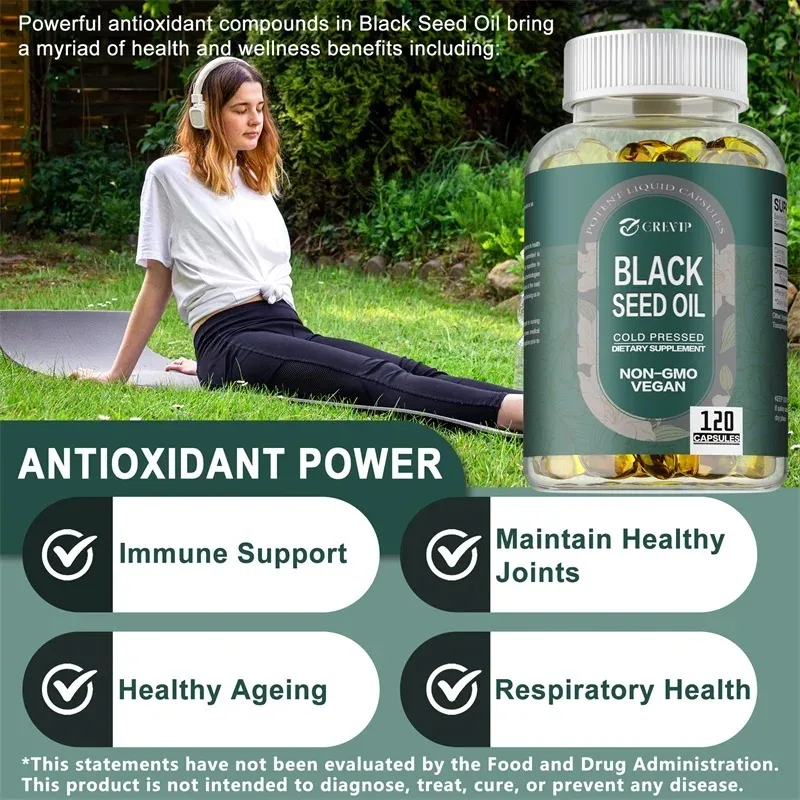 زيت البذور السوداء الفاخرة 120 كبسولة - يدعم الصحة العامة |   دعم الجهاز المناعي - مكمل غير وراثيًا وGMO وخالي من الغلوتين