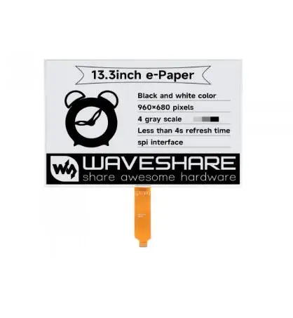 Waveshare 13.3inch e-Paper (K) 960×680, E-Ink raw display, SPI interface, without PCB