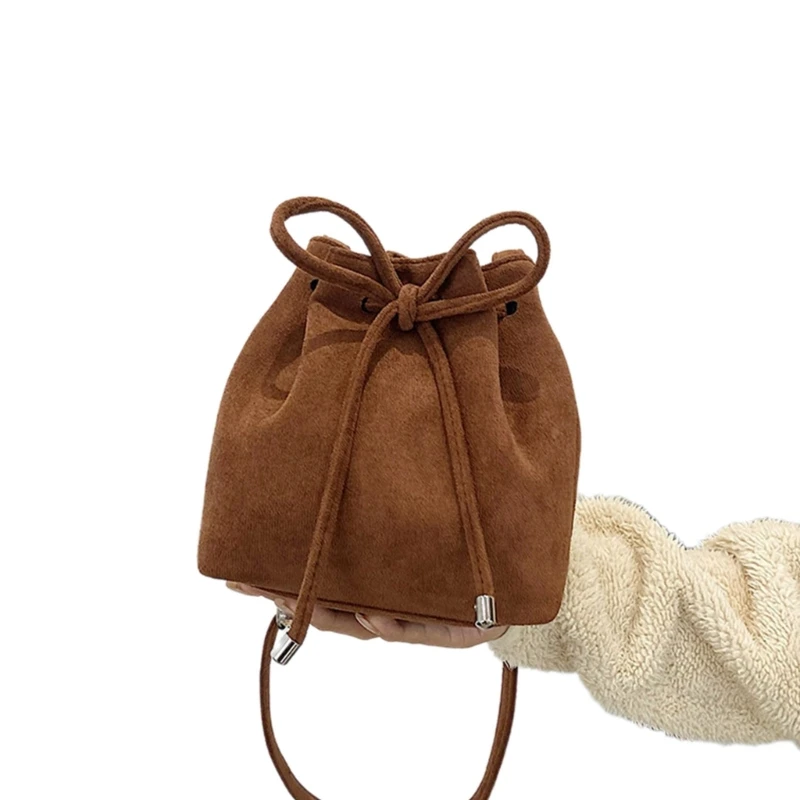 Modieuze emmertas Vintage geplooide schoudertassen met trekkoord Crossbody handtas