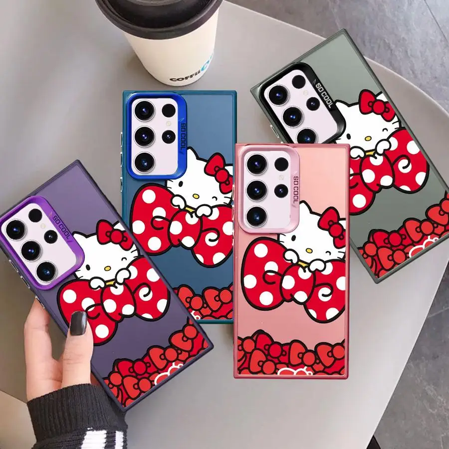 Cute Sanrio Hello Kitty Phone Cover Case for Samsung Galaxy S26 S23 Ultra S22 S20 Plus S23 Note 20 Ultra S24 FE S25 Edge S21