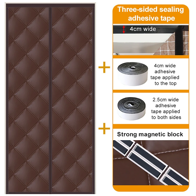 

100x210cm Magnetic Thermal Insulated Door Curtain Privacy-Protecting Windproof Waterproof Cotton Curtain for Heater Room Winter
