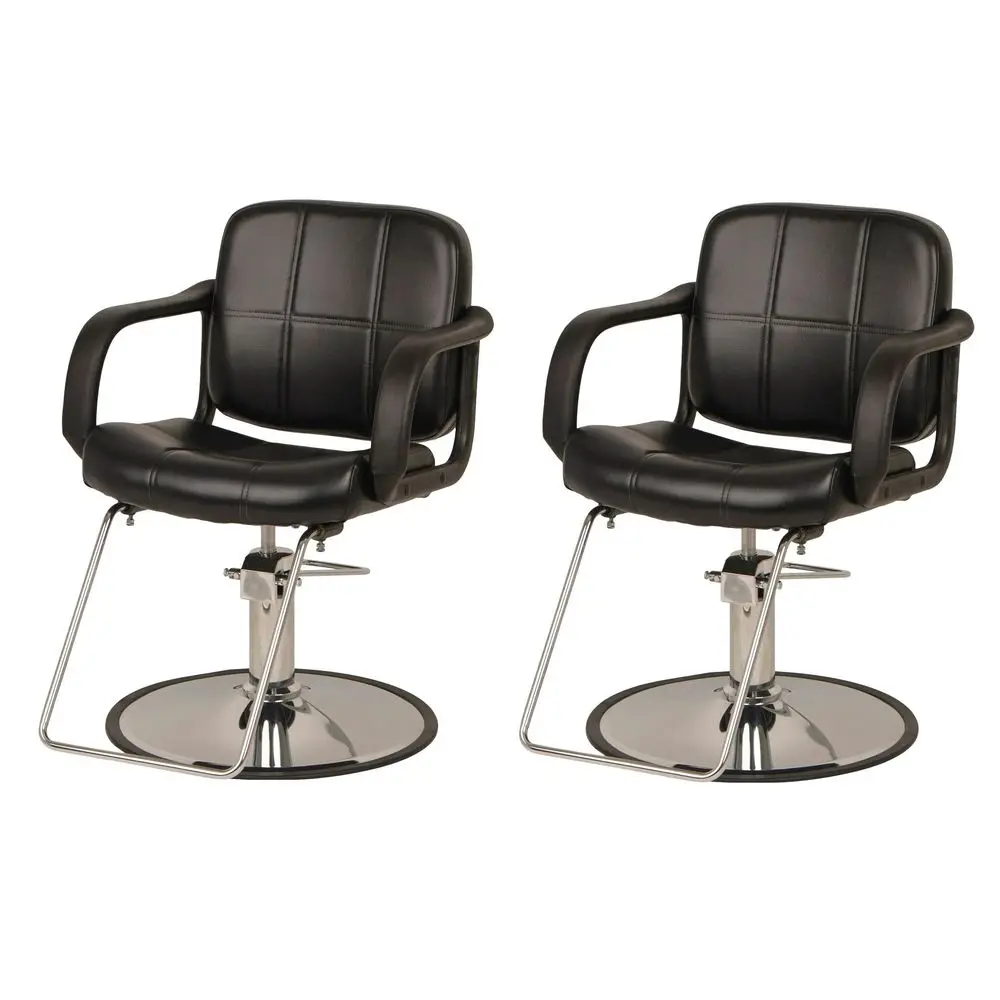 

Set of 2 Chris Styling Chairs, ExtraWide Seat, 360 Swivel, Adjustable Hydraulic Pump, HeavyDuty Chrome Base amp Steel Frame, Pr