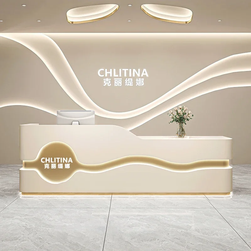 Design White Reception Desks Luxury Small Black Classic Business Reception Desk Modern Wood Empfangs Theke Office Furniture