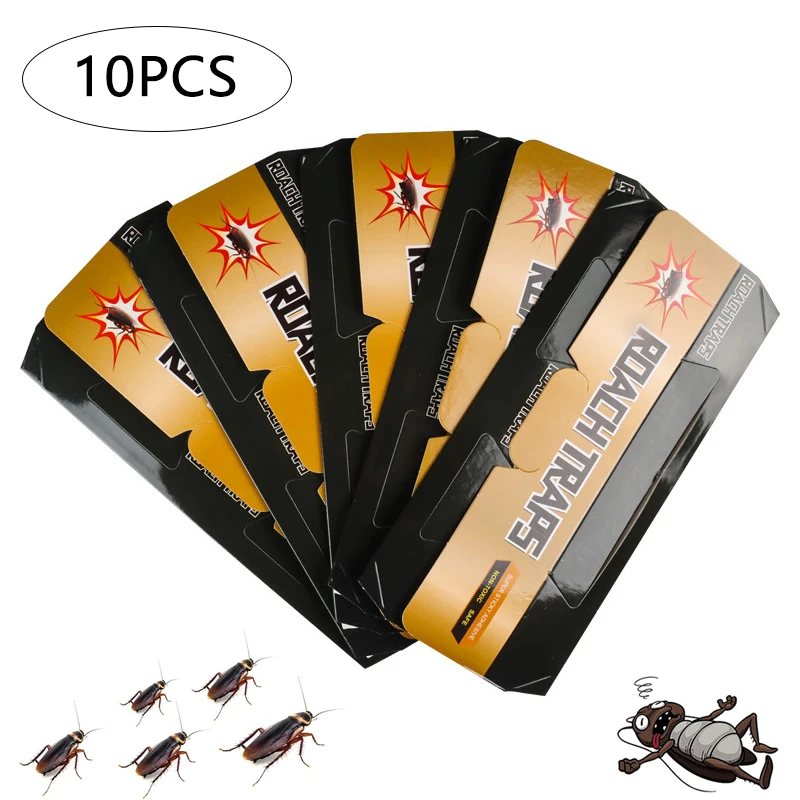 10Pcs Upgraded Cockroach Trap Repellent with Glue Bait Strong Sticky Pest Control Products Catcher Insect Repeller Eco- friendly