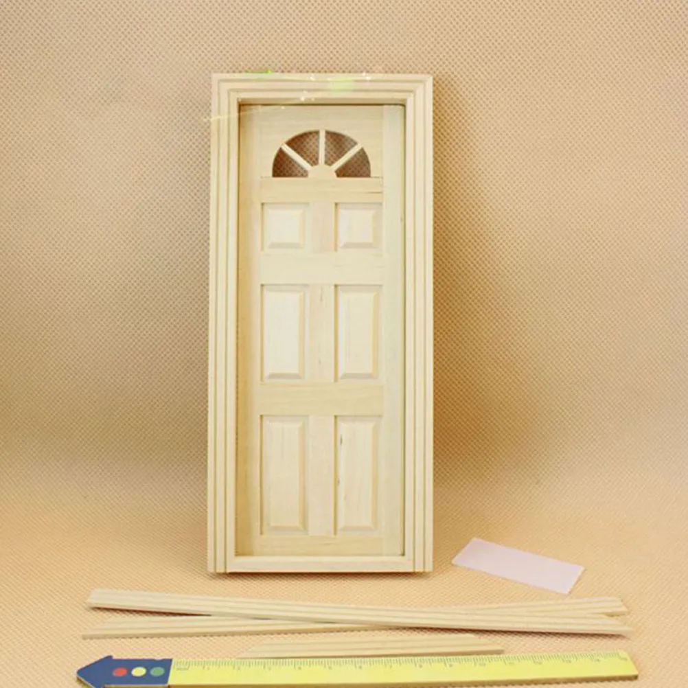

2Pcs Miniature Wooden Doors Sunlight Panel Design for Dollhouse Living Room Bedroom Decor Dollhouse Accessories