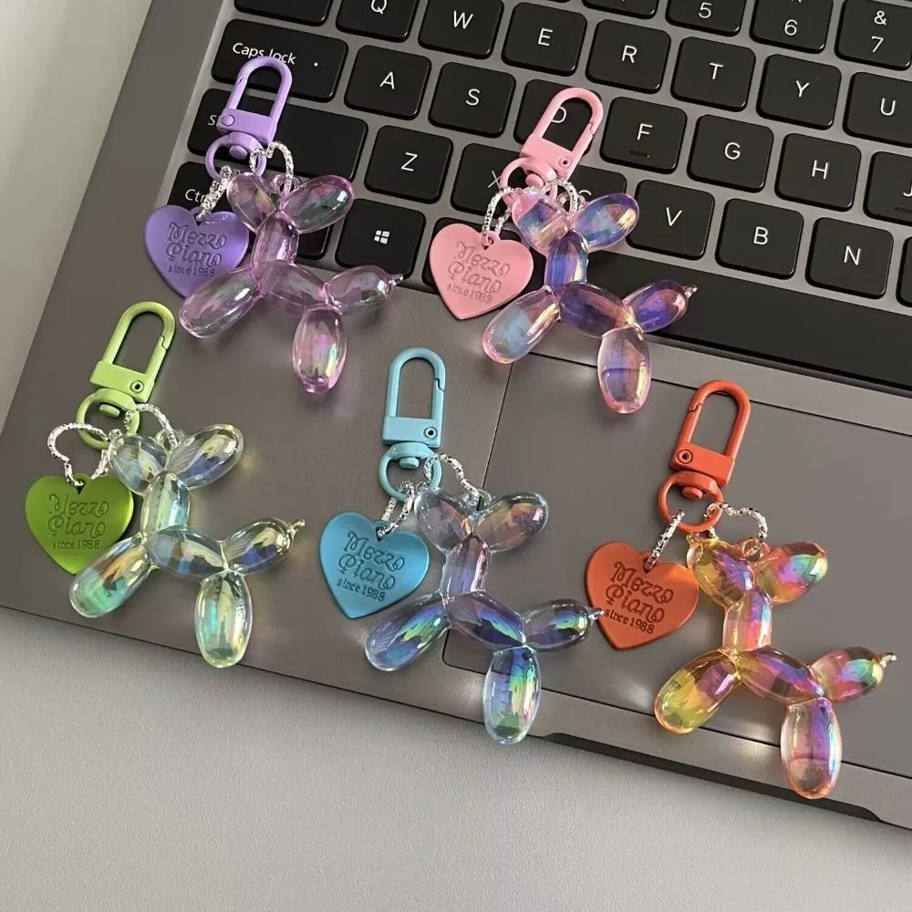 Personality Dazzling Colors Jelly Balloon Puppy Keychain Dog Love Pendant Cartoon Puppy Pendant Bag Charms Trinket Decoration