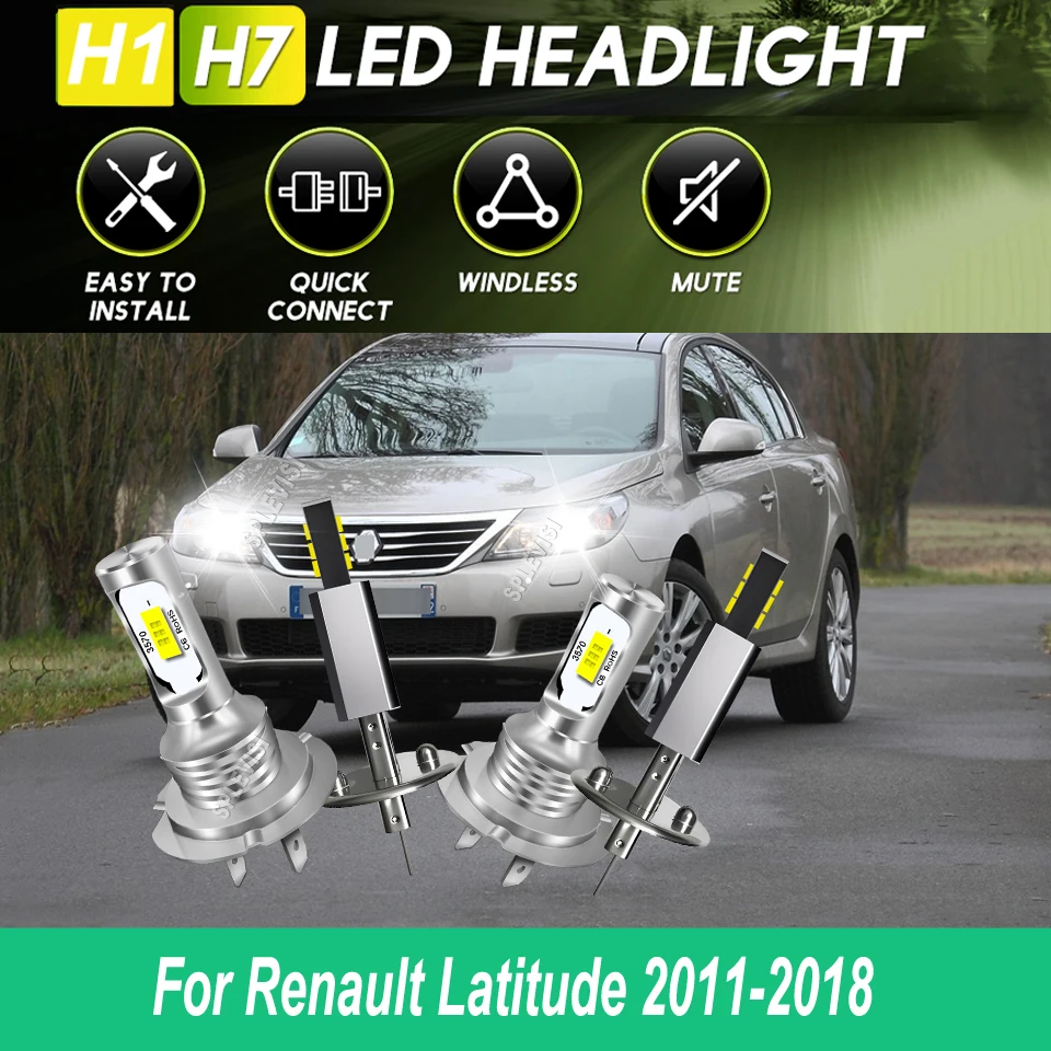 

H1 H7 Main Dipped Beam Headlight LED Lamp EASY INSTALLATION, PLUG & PLAY For Renault Latitude 2011 2012 2013 2014 2015 2016-2018