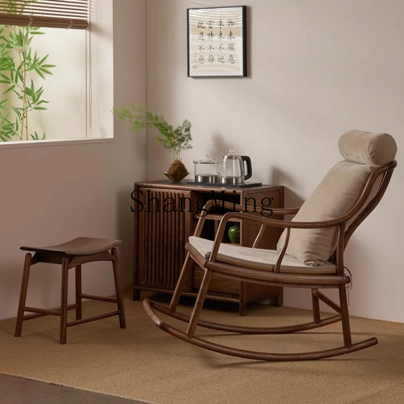 ZYY домашнее простое кресло-качалка из черного ореха для отдыха, антикварное кресло для гостиной