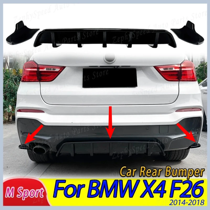 

Car Rear Bumper Lip Diffuser For BMW X4 F26 2014-2018 For M Sport Blade Spoiler Splitter Auto Accessories Body Kits Tuning