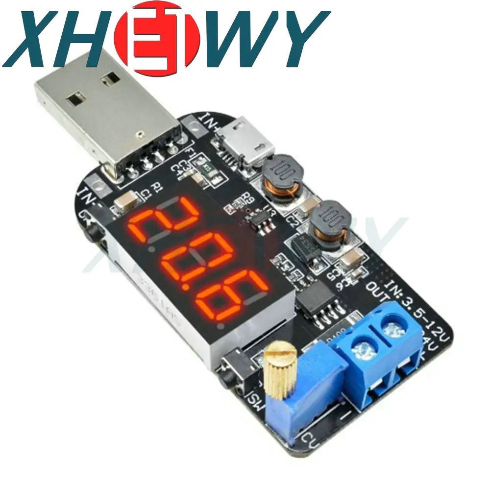 현재 USB 마이크로 USB 조절식 벅 부스트 전원 공급 장치 전압 조정기 모듈, LED 디스플레이, 5V ~ 3.3V, 9V, 12V, 18V, 24V