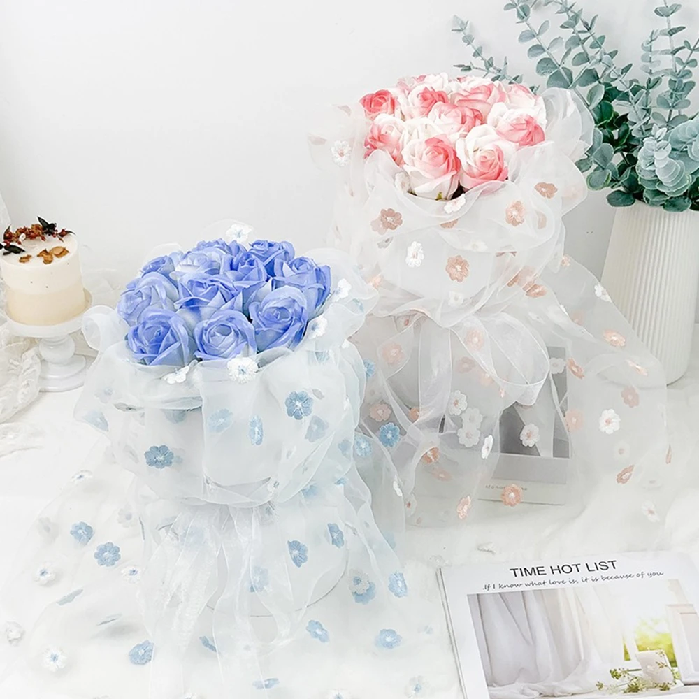 1pcs Artificial Flowers Bouquet Pink/Blue Rose Soap Flower Bouquet Valentine's Day Wedding Birthday Girlfriend Graduation Gift