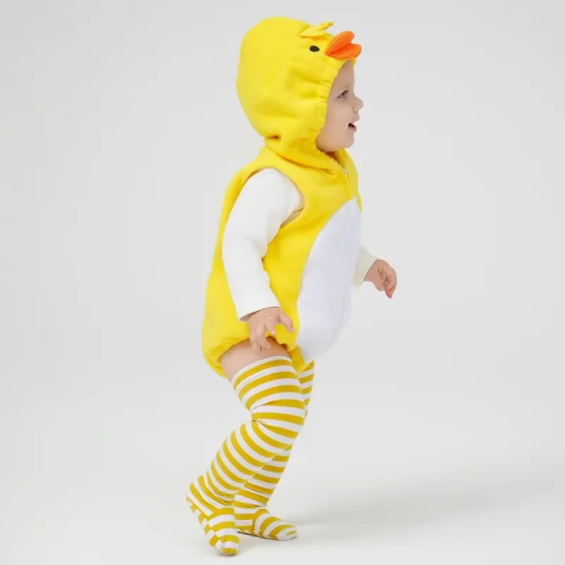 Umorden Easter Yellow Duckling Baby Duck Costume for Baby Infant Boys Girls 0-6M 9M 12-18M Hoodie Sleeveless Bodysuit Stockin！1e