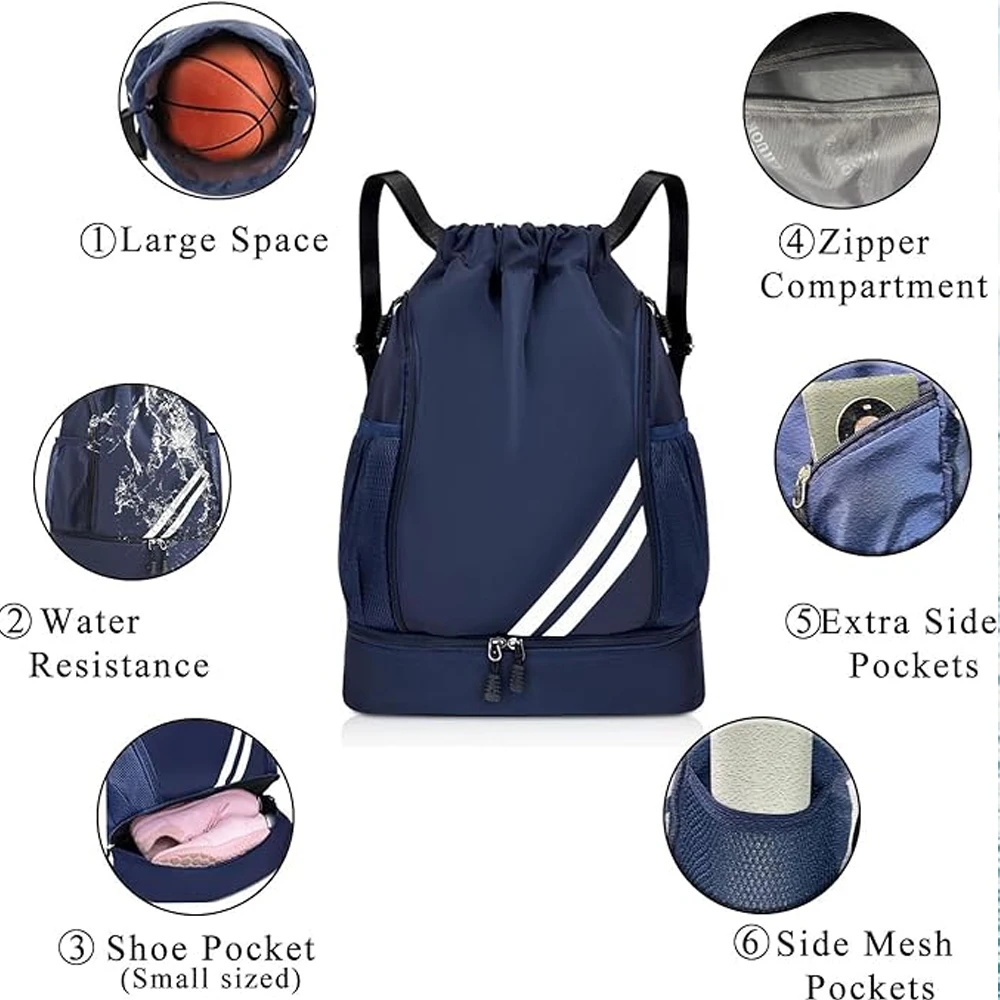 1PCS Drawstring Backpack Bag for Men and Women, Portable Shoulders Gym Swimmers Travel Sports Drawstring Bag - 4 Colofuls