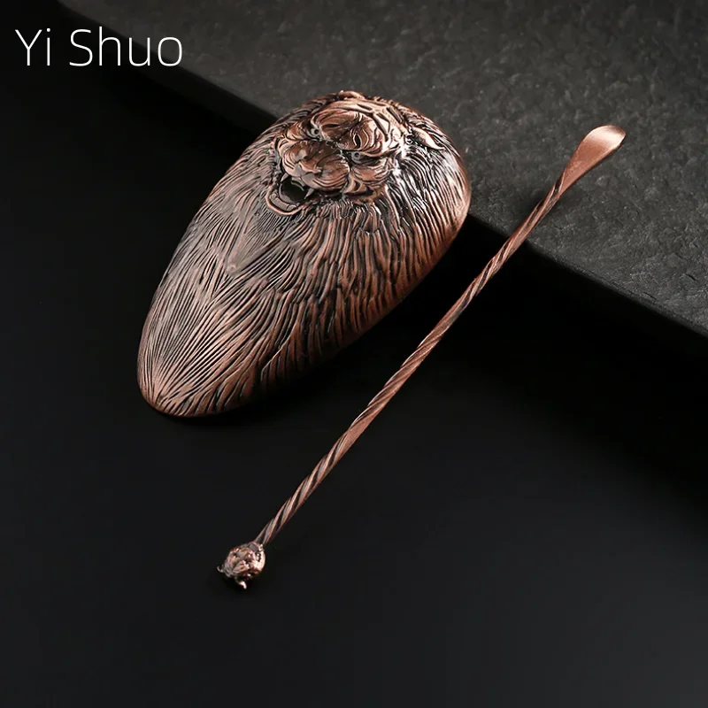 

Copper Tea Three-piece Set Purely Handmade Japanese Carbonized Lacquerless Tea Spoon Tea Clip Accessories