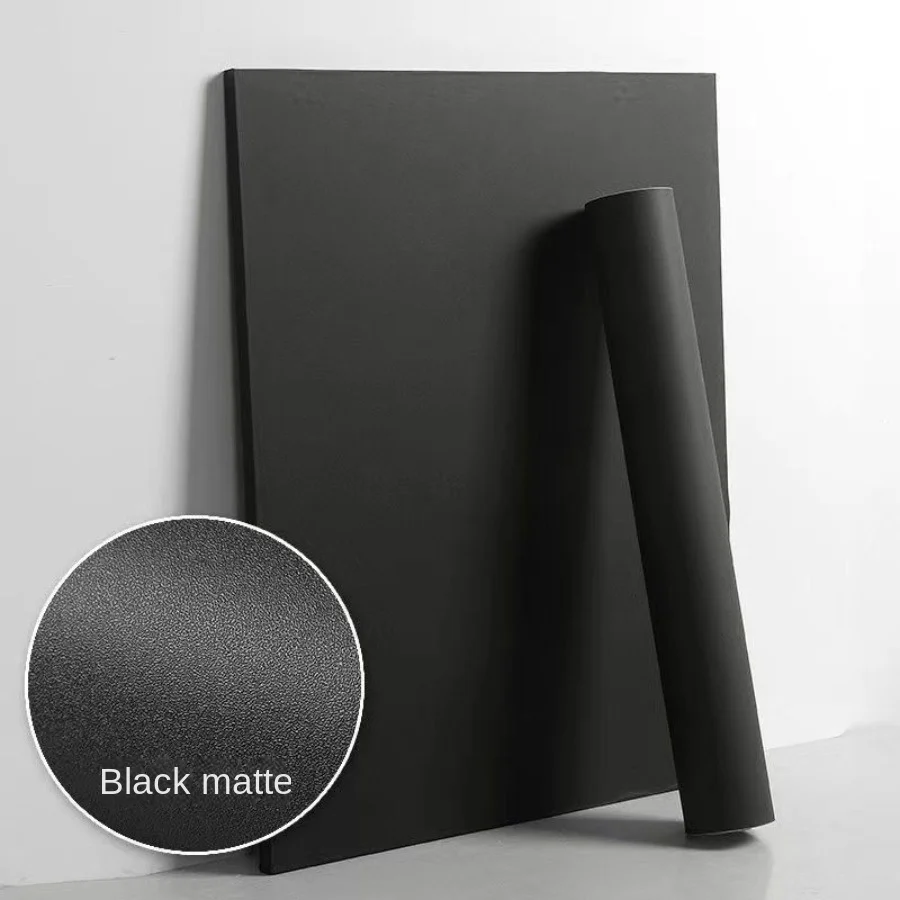 

Matte Black Waterproof Thick Vinyl Self Adhesive Wallpaper Muebles Renovation Oil Proof Kitchen Cabinets Armoire PVC Stickers