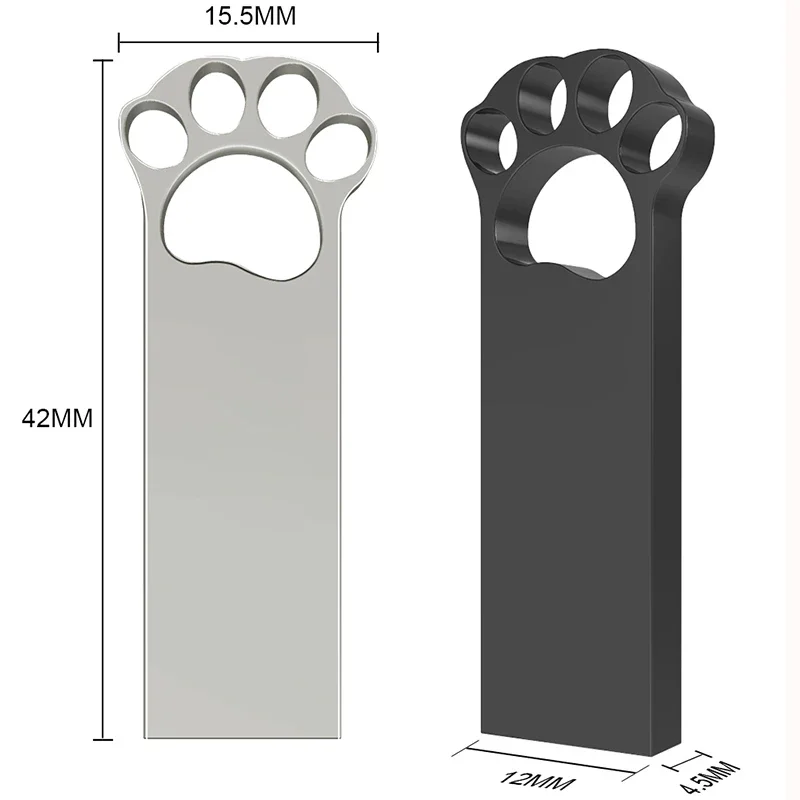 Cute Cat Paw USB 3.0 Metal Pendrive, Flash Drive, Memory Stick, Real Capacity USB, 512GB, 8GB, 16GB, 32GB, 64GB, 128GB