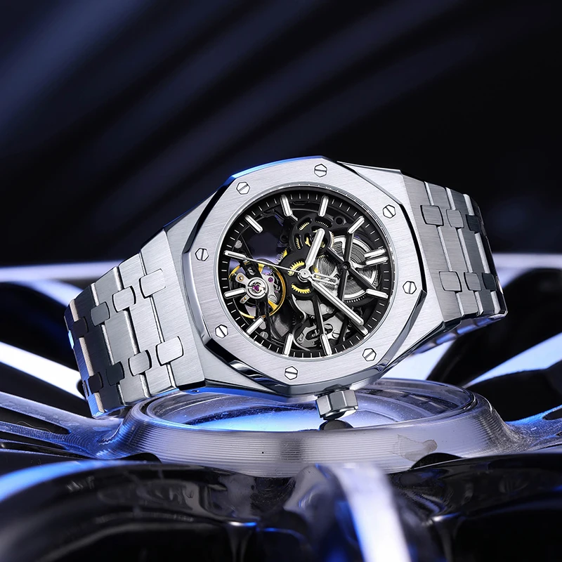 

CHANCE JC-9-005G-4 Best-selling classic steel case tourbillon automatic mechanical watch luxury hollow dial watch for men