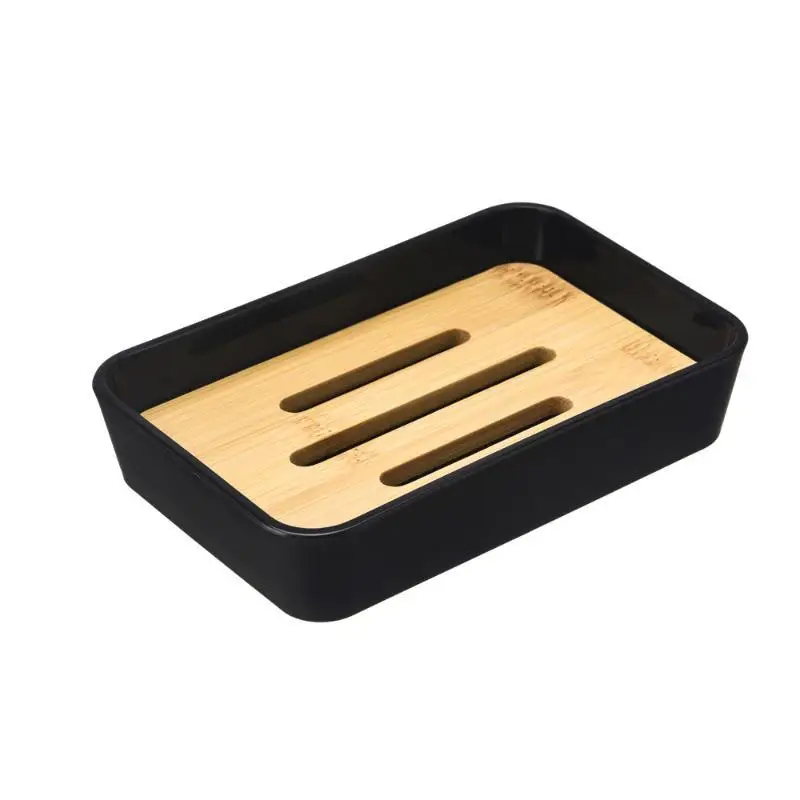 1PC Soap Holder Bathroom Bamboo Draining Design Soap Box Keep Dry Soap Dish Kitchen Bathroom Accessories Home Countertop Decor